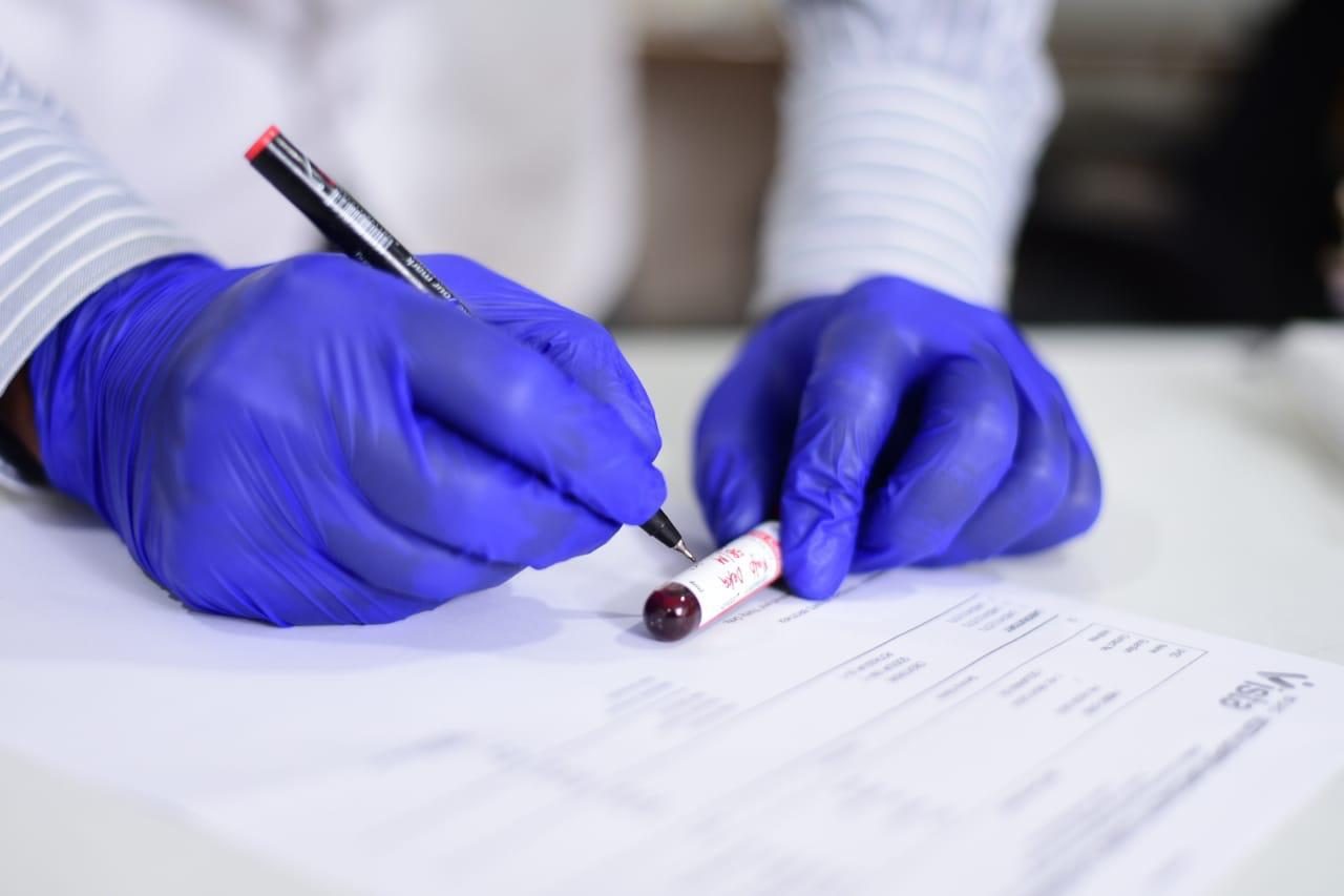 Lab sample being logged — UHS Vista, Guwahati