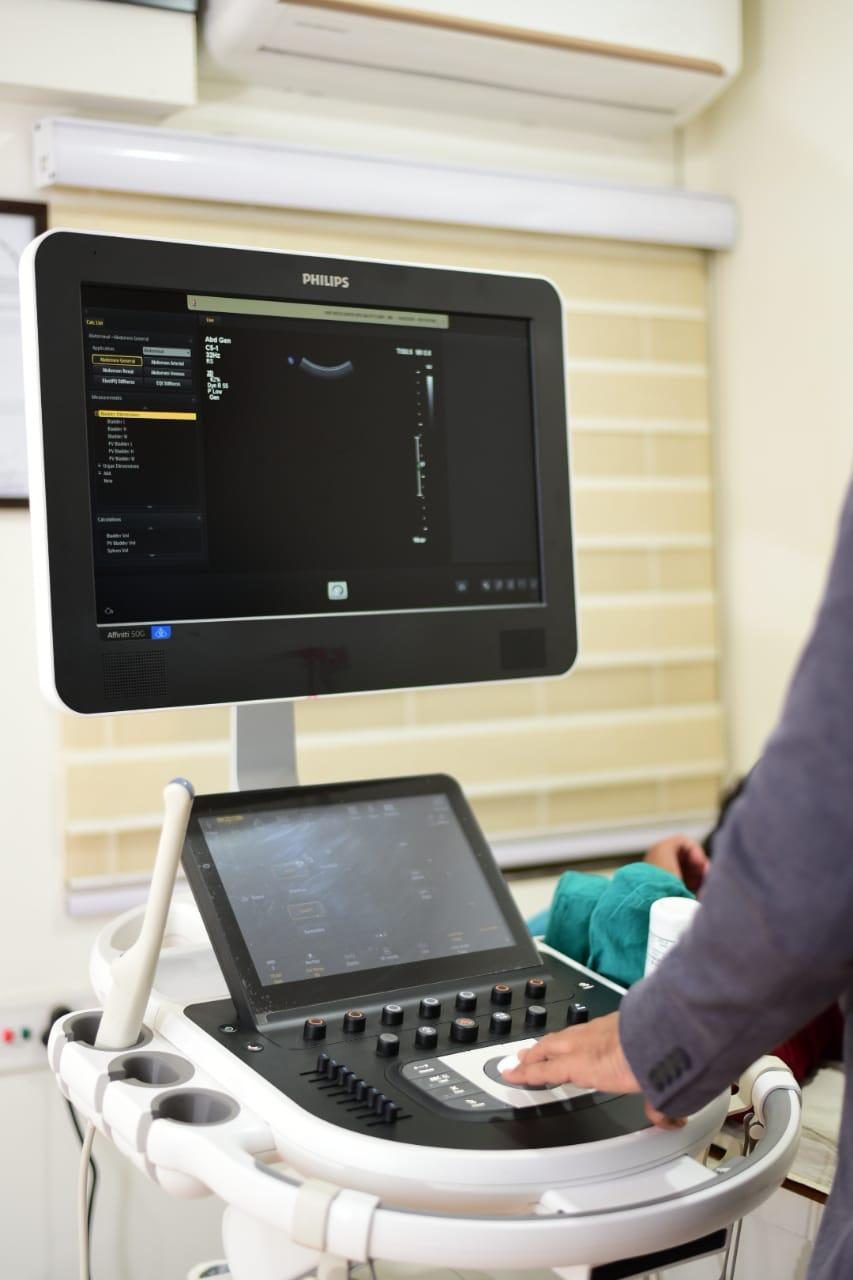 Ultrasound monitoring screen — UHS Vista, Guwahati